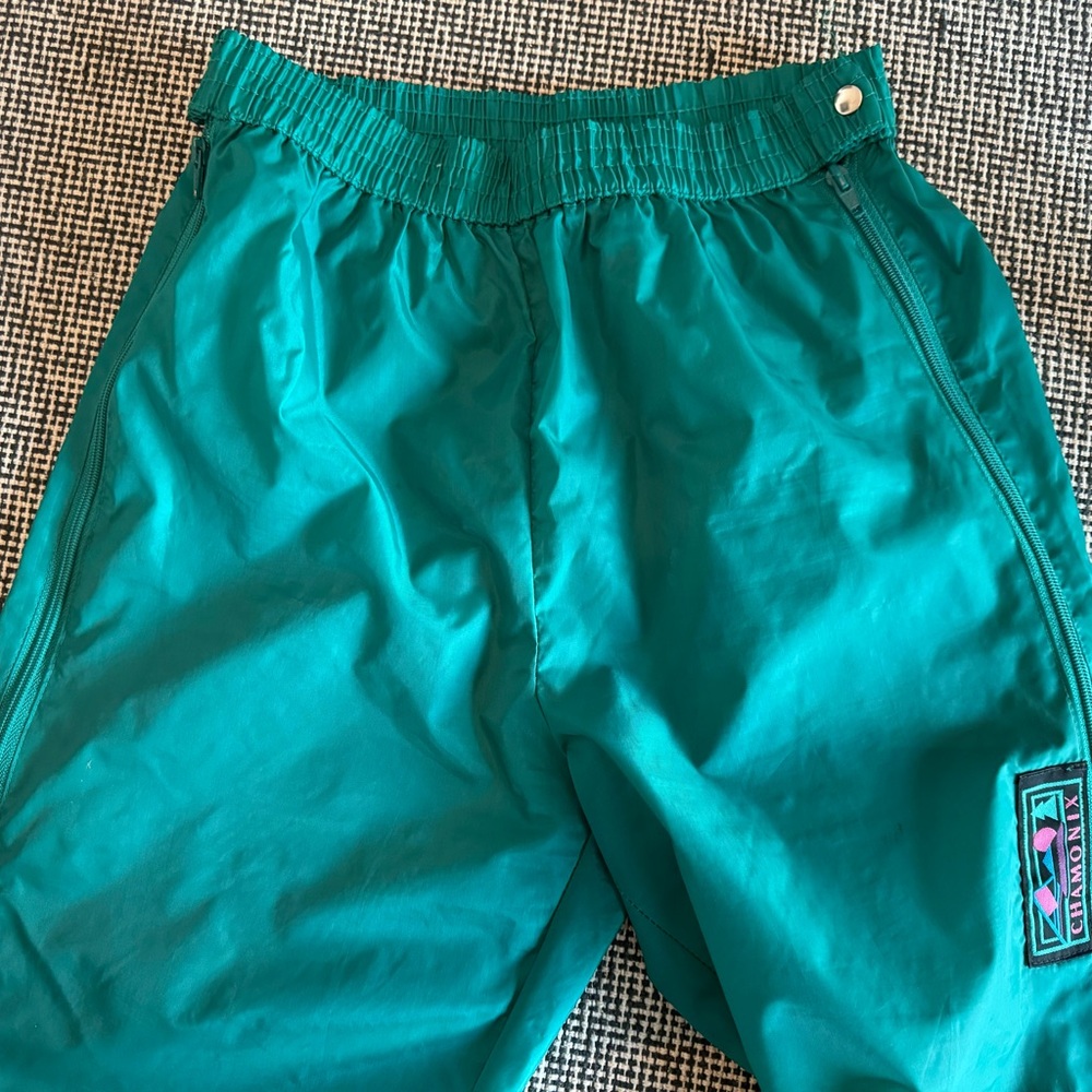 Vintage Rain Pants Elastic Waist and double Side Zip